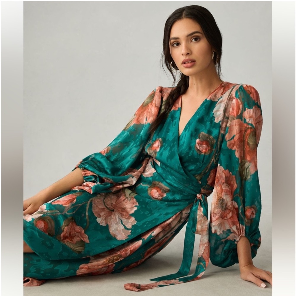 Hutch V-Neck Textured Wrap Dress